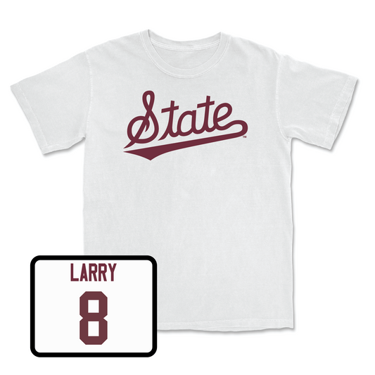 White Baseball Script Comfort Colors Tee Youth Small / Amani Larry | #8