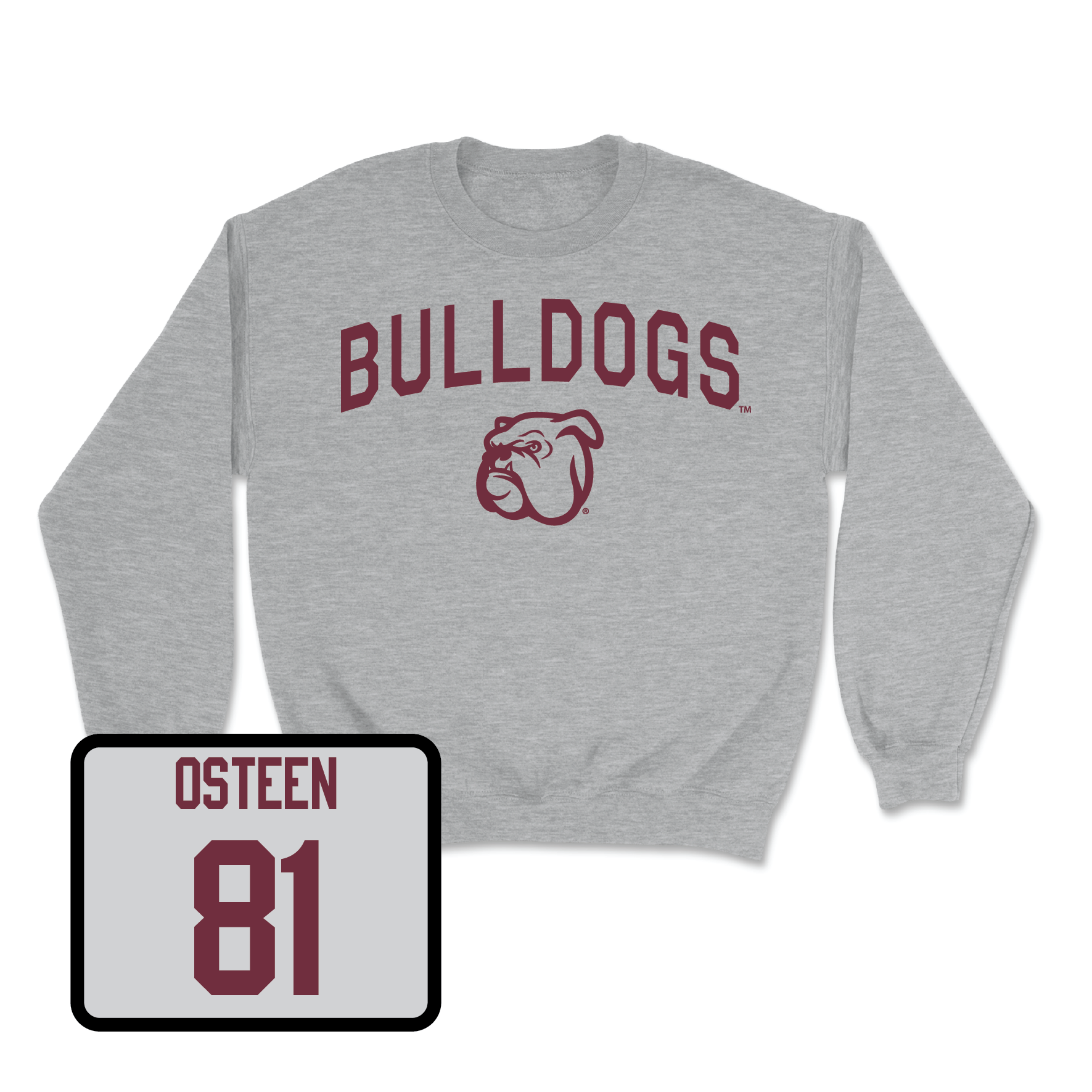Sport Grey Football Bulldogs Crew Youth Large / Andrew Osteen | #81
