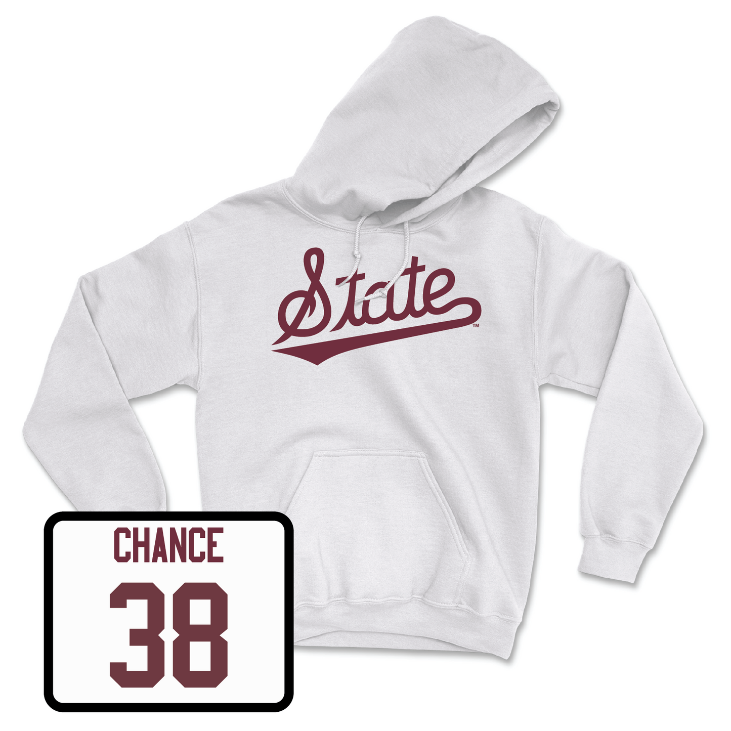 White Baseball Script Hoodie Youth Large / Bryce Chance | #38