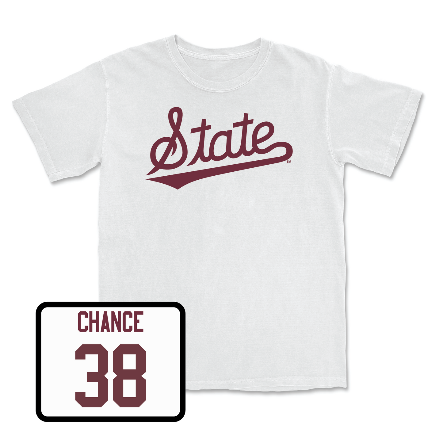 White Baseball Script Comfort Colors Tee Small / Bryce Chance | #38