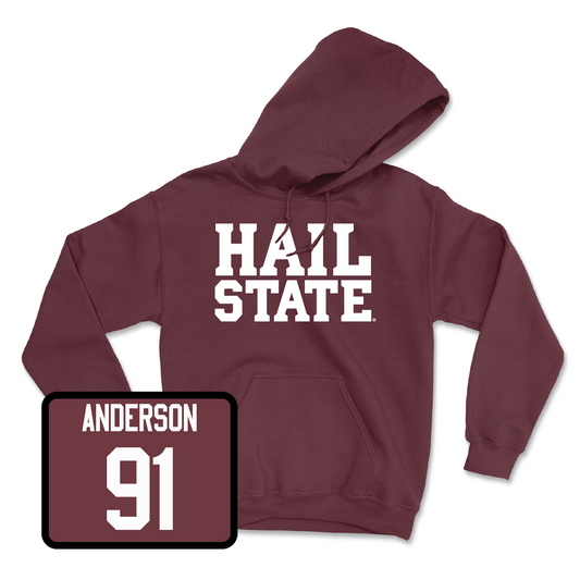 Maroon Football Hail Hoodie Youth Small / Deonte Anderson | #91