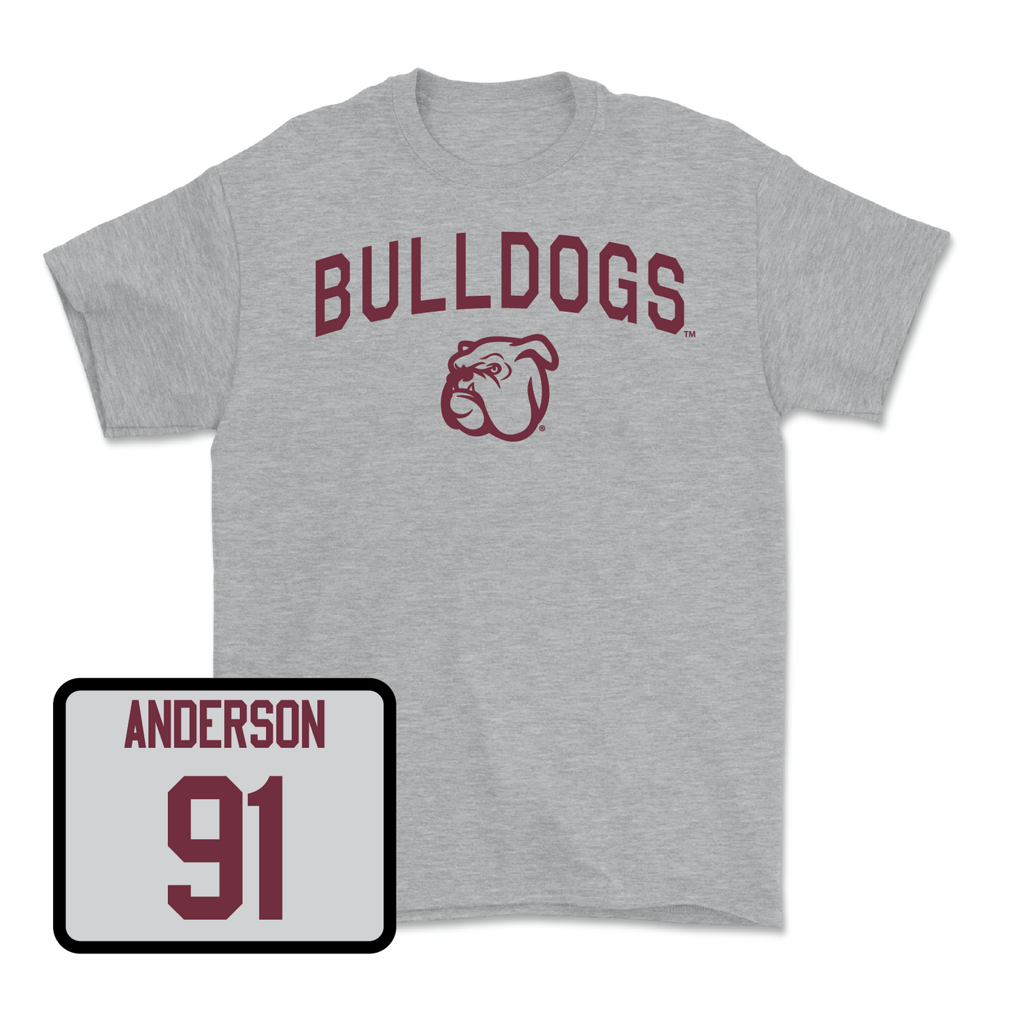 Sport Grey Football Bulldogs Tee Youth Large / Deonte Anderson | #91