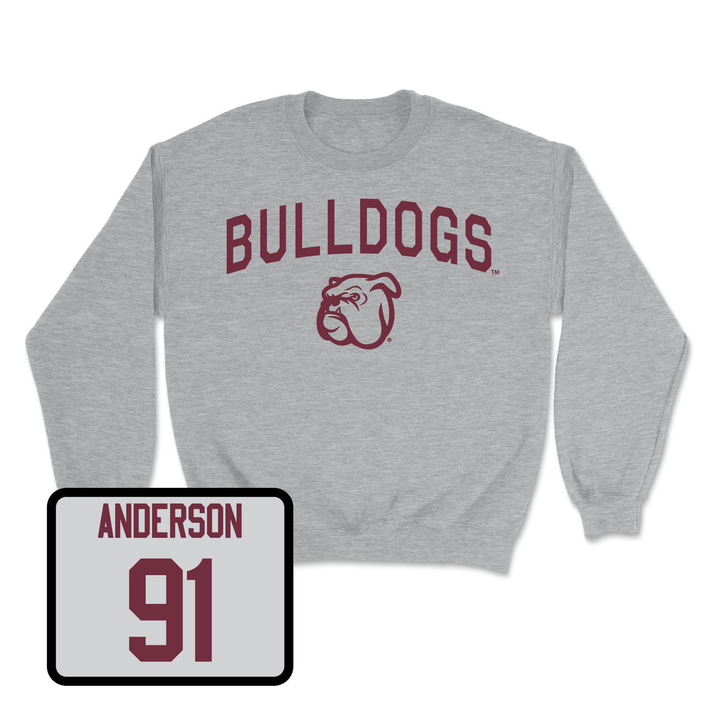 Sport Grey Football Bulldogs Crew Youth Large / Deonte Anderson | #91