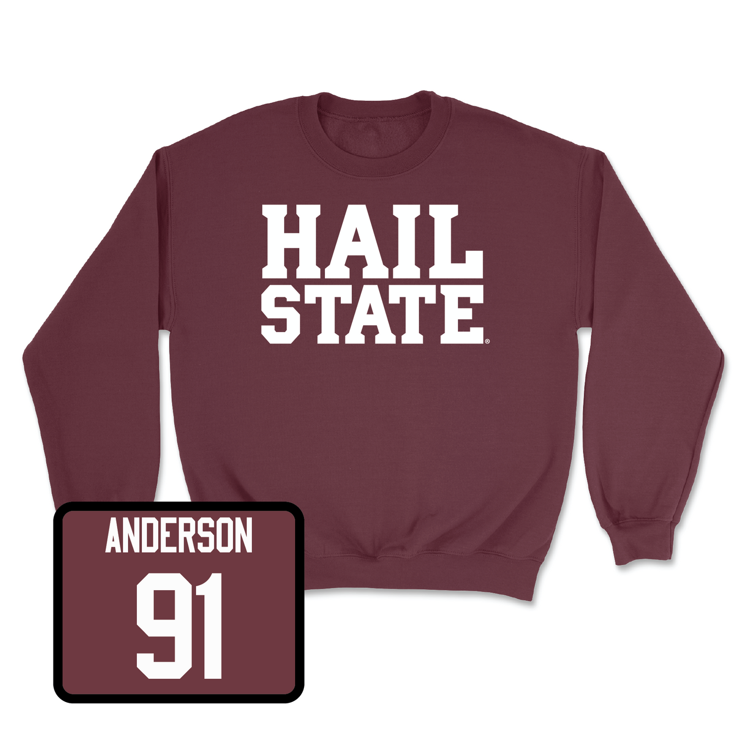 Maroon Football Hail Crew 4X-Large / Deonte Anderson | #91