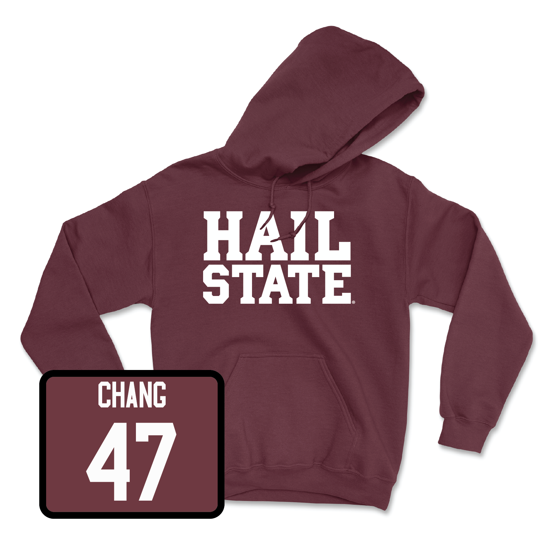 Maroon Football Hail Hoodie Youth Large / Ethan Chang | #47