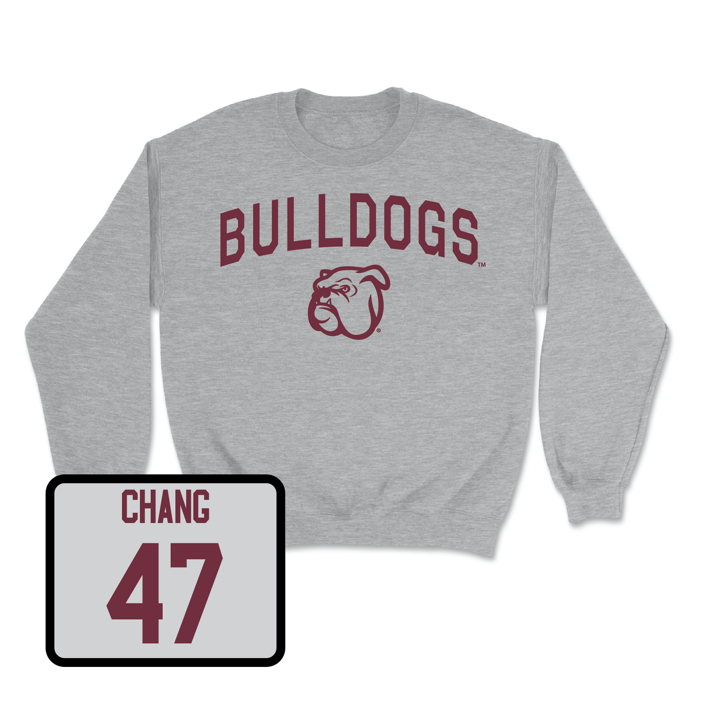 Sport Grey Football Bulldogs Crew Youth Large / Ethan Chang | #47