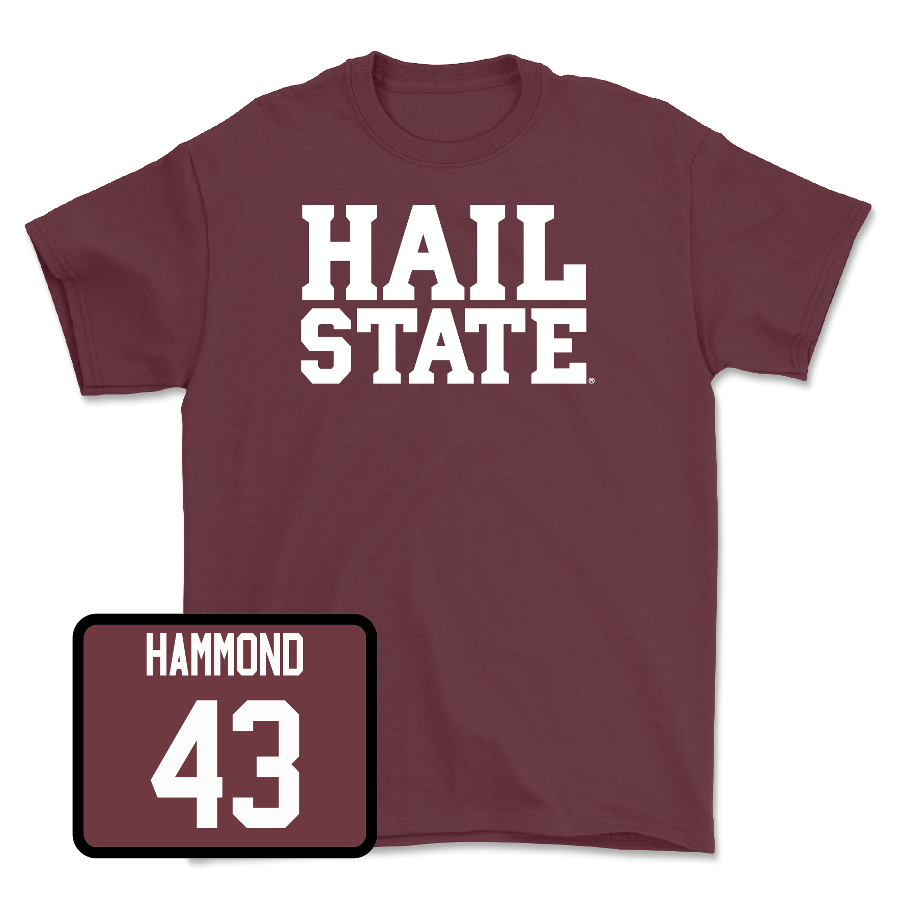 Maroon Football Hail Tee Large / Hayes Hammond | #43