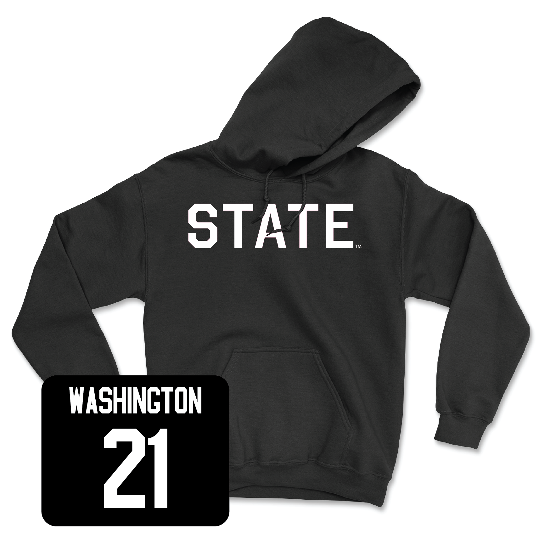 Black Football State Hoodie Medium / Hunter Washington | #21