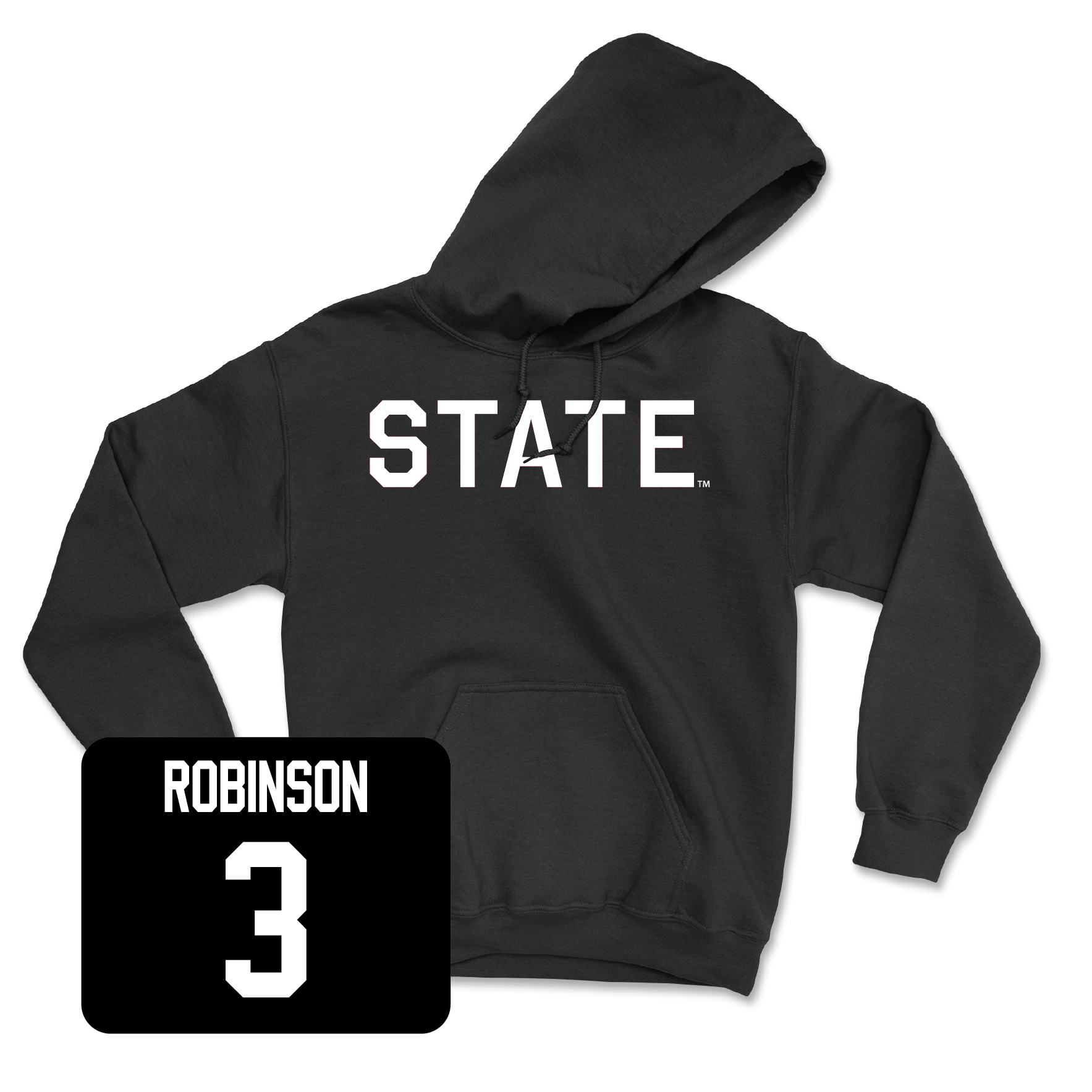 Black Football State Hoodie Youth Large / Justin Robinson | #3