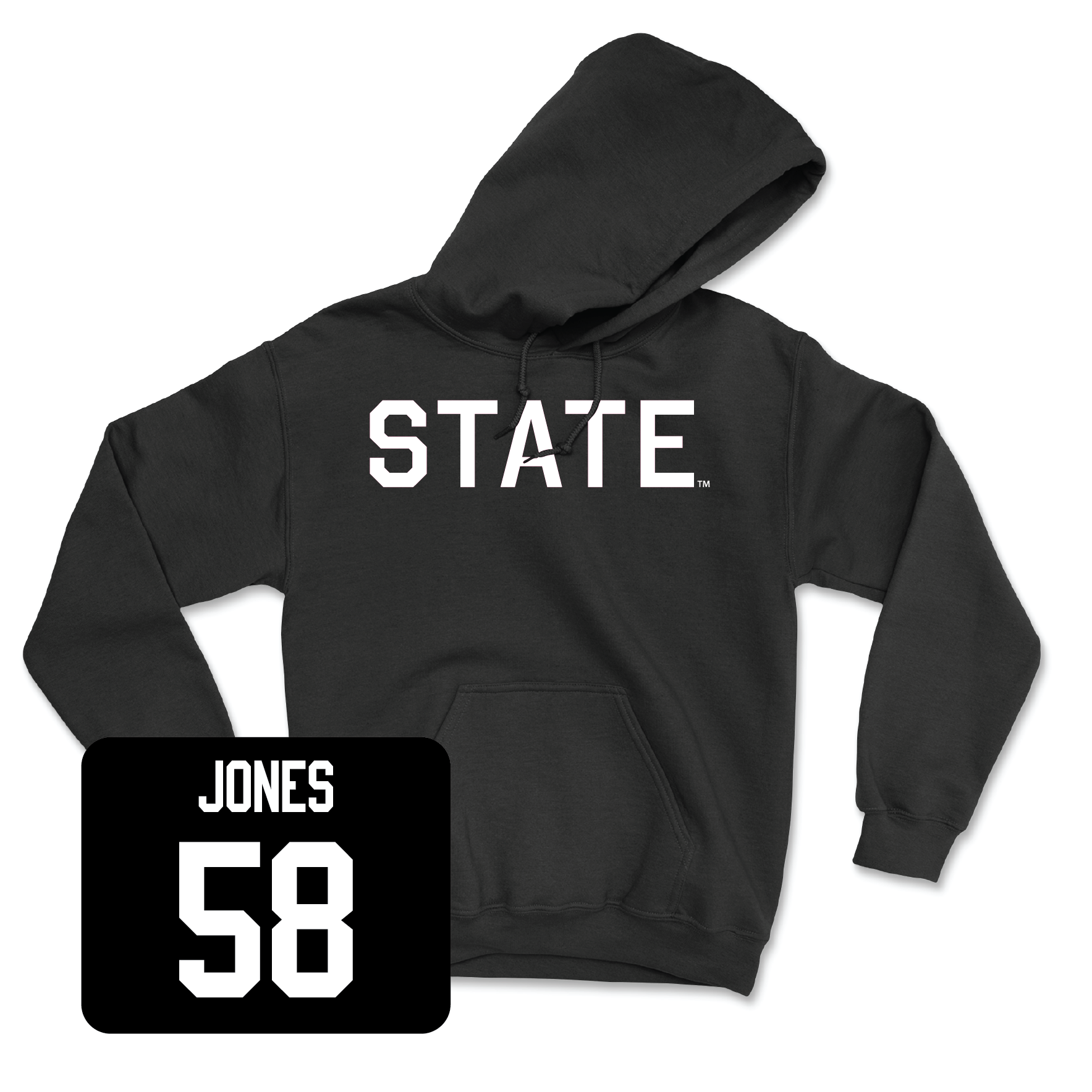 Black Football State Hoodie Youth Large / Kameron Jones | #58