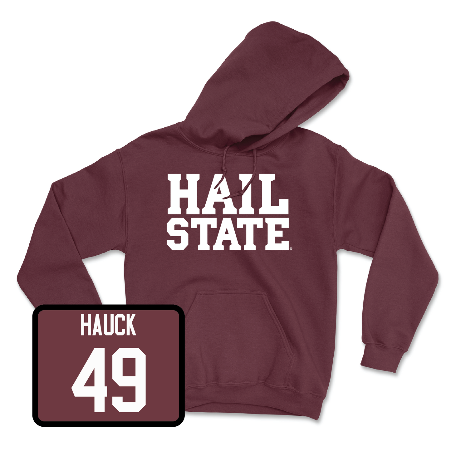Maroon Football Hail Hoodie Small / Marlon Hauck | #49