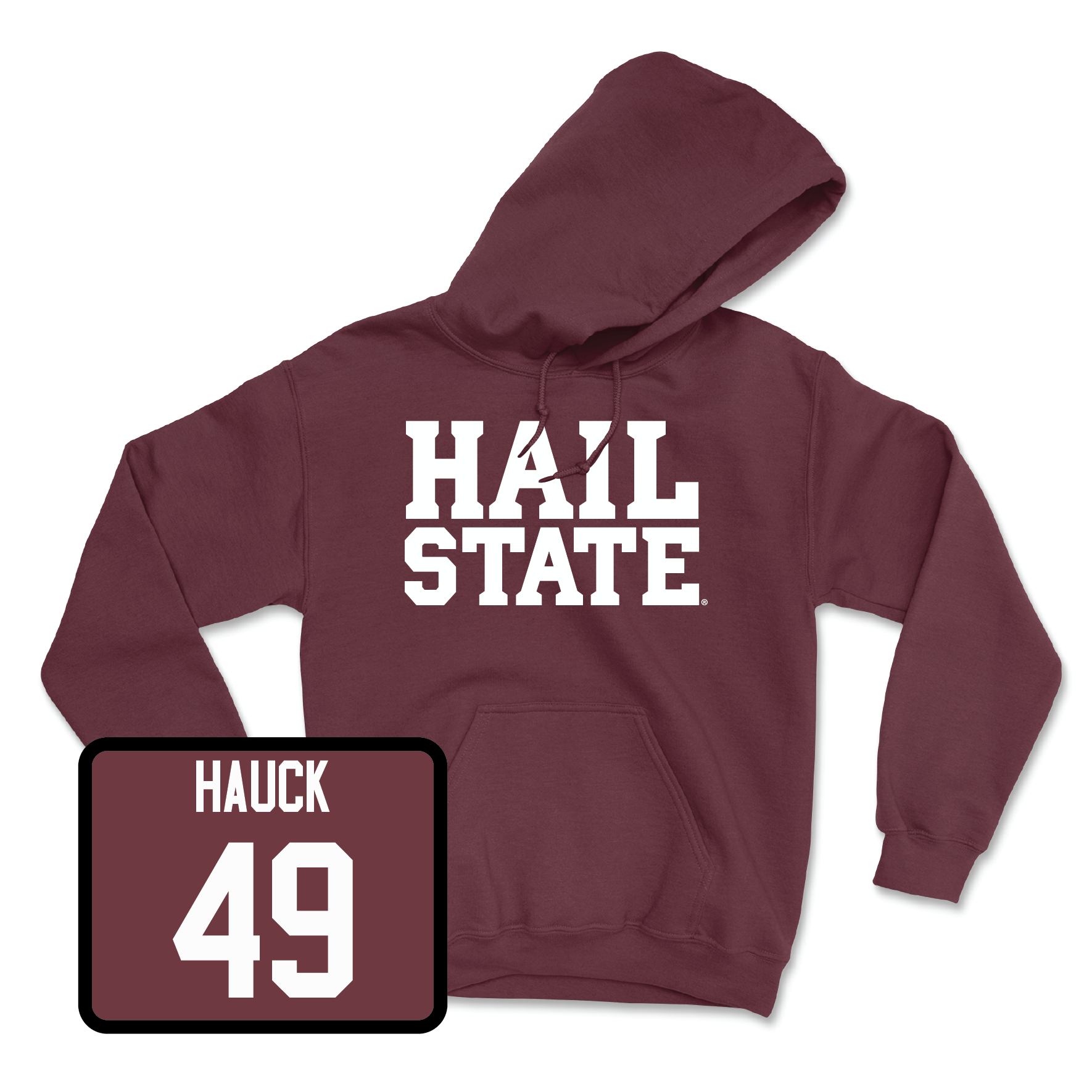 Maroon Football Hail Hoodie Large / Marlon Hauck | #49
