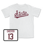 White Baseball Script Comfort Colors Tee Youth Small / Nate Chester | #13