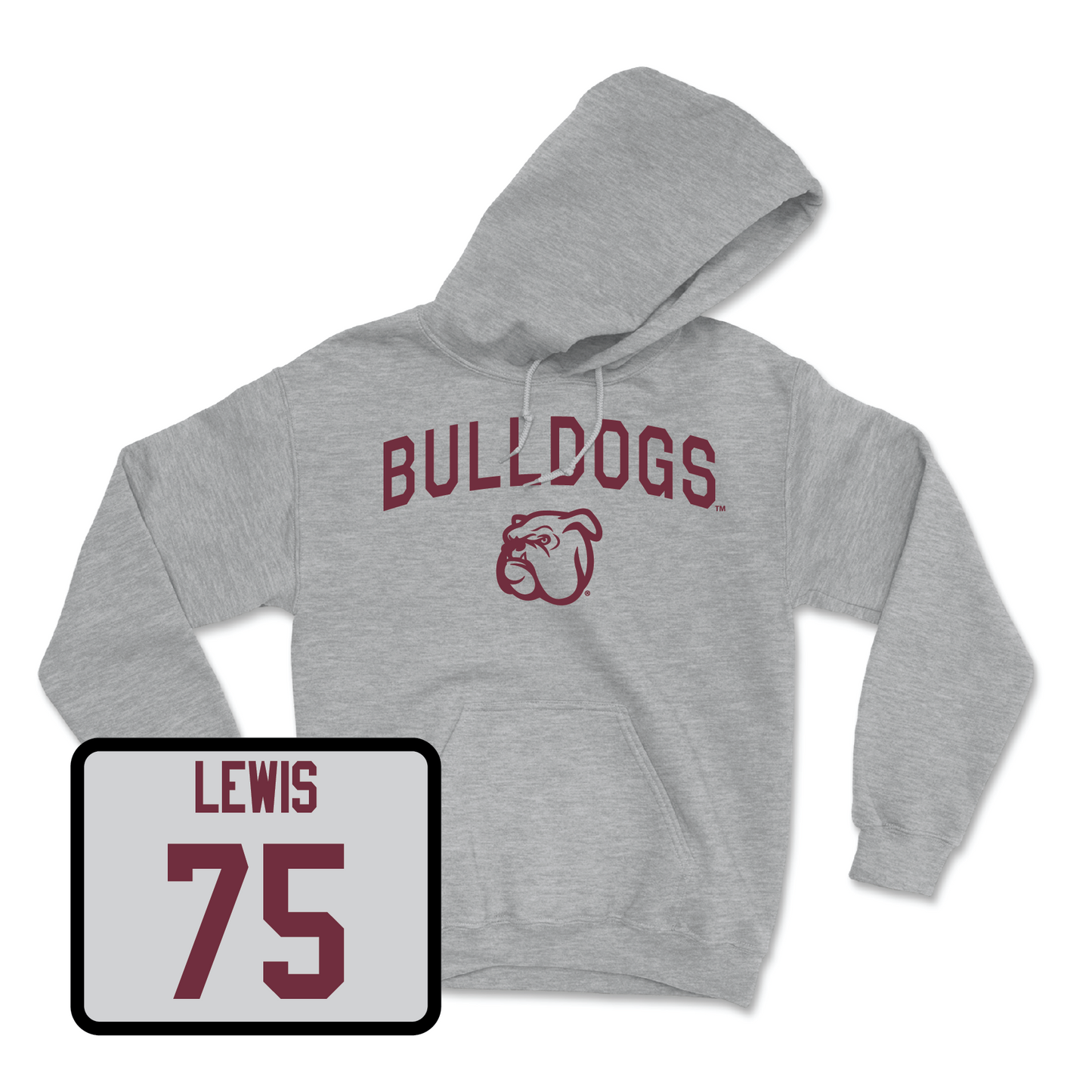 Sport Grey Football Bulldogs Hoodie Youth Large / Percy Lewis | #75