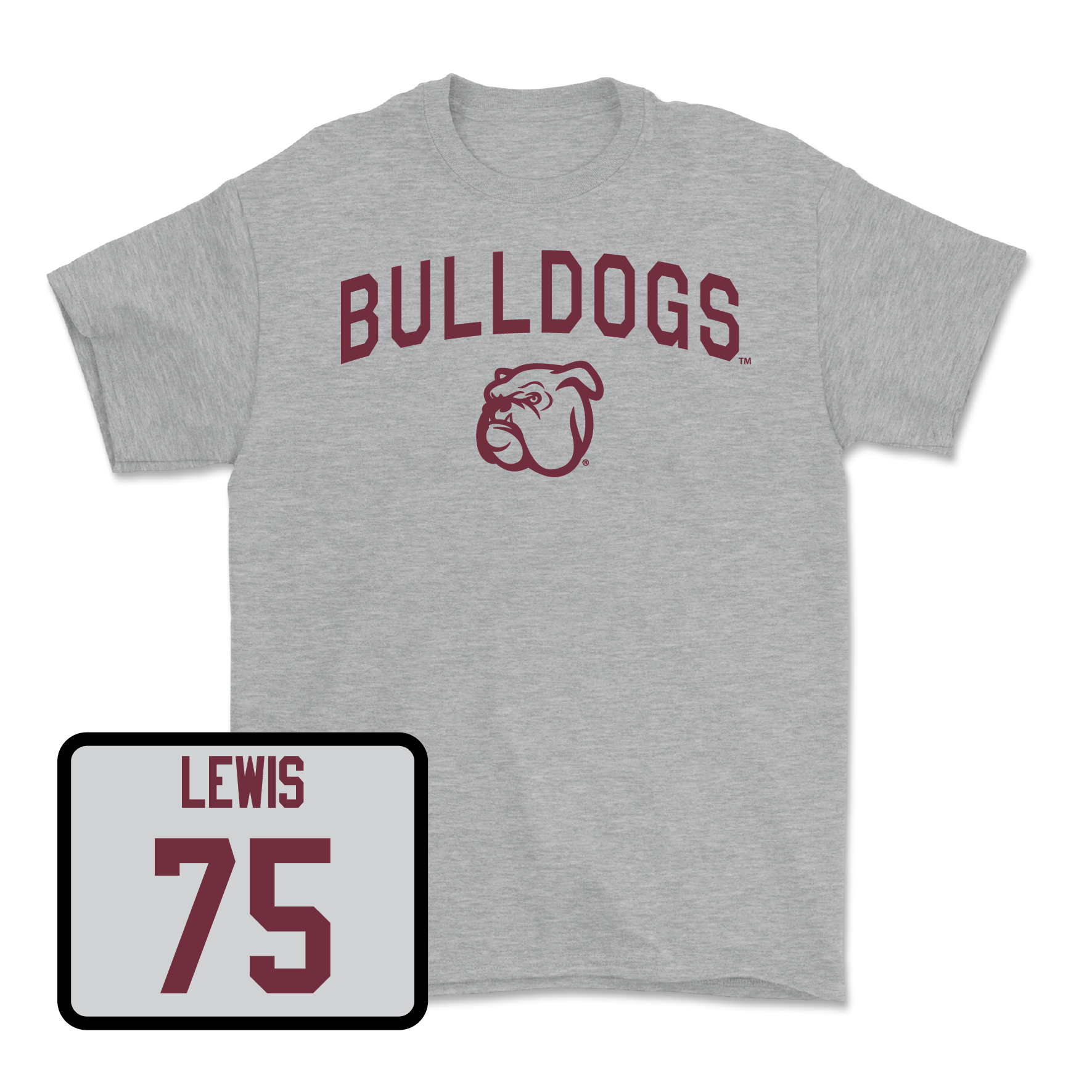 Sport Grey Football Bulldogs Tee Youth Large / Percy Lewis | #75