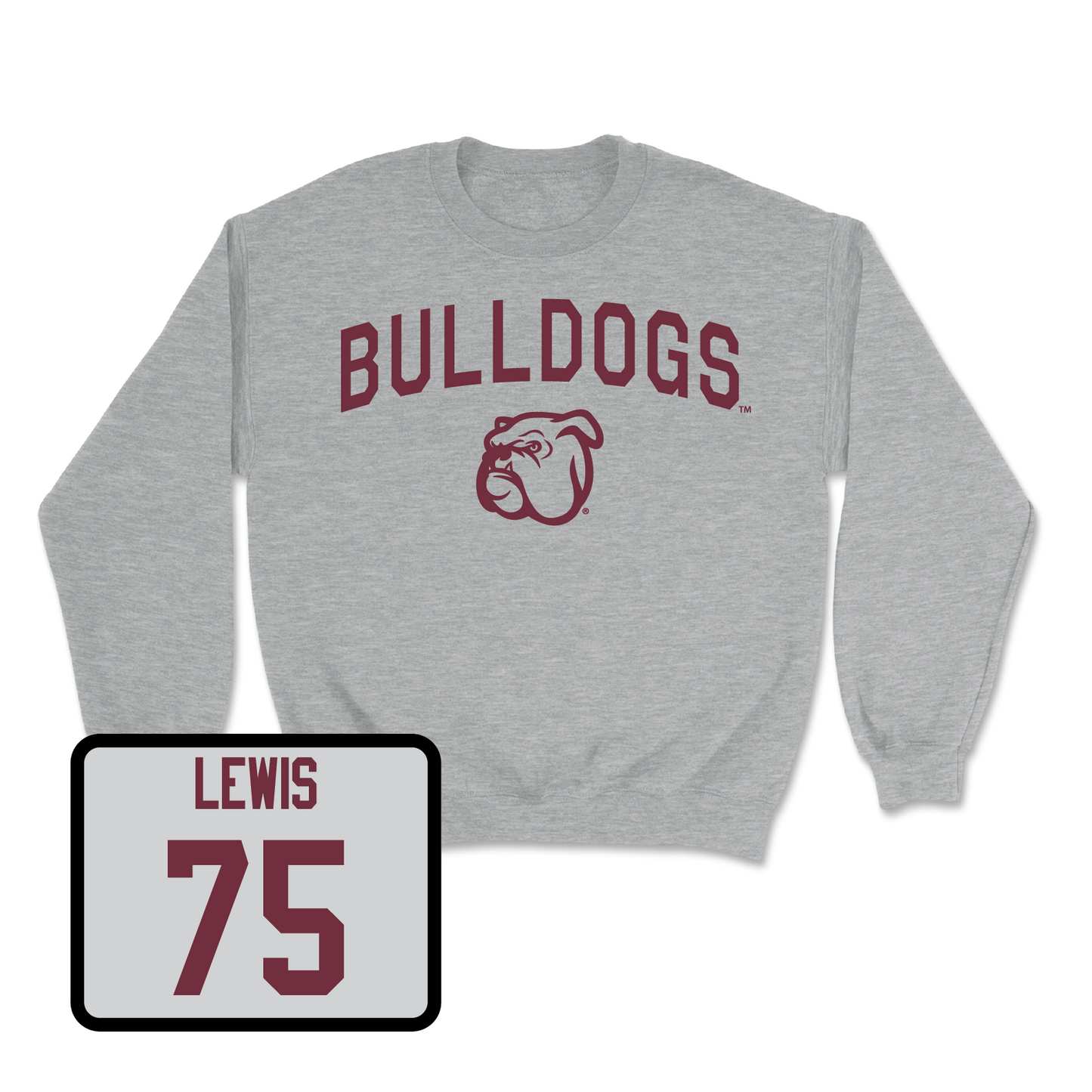 Sport Grey Football Bulldogs Crew Youth Large / Percy Lewis | #75