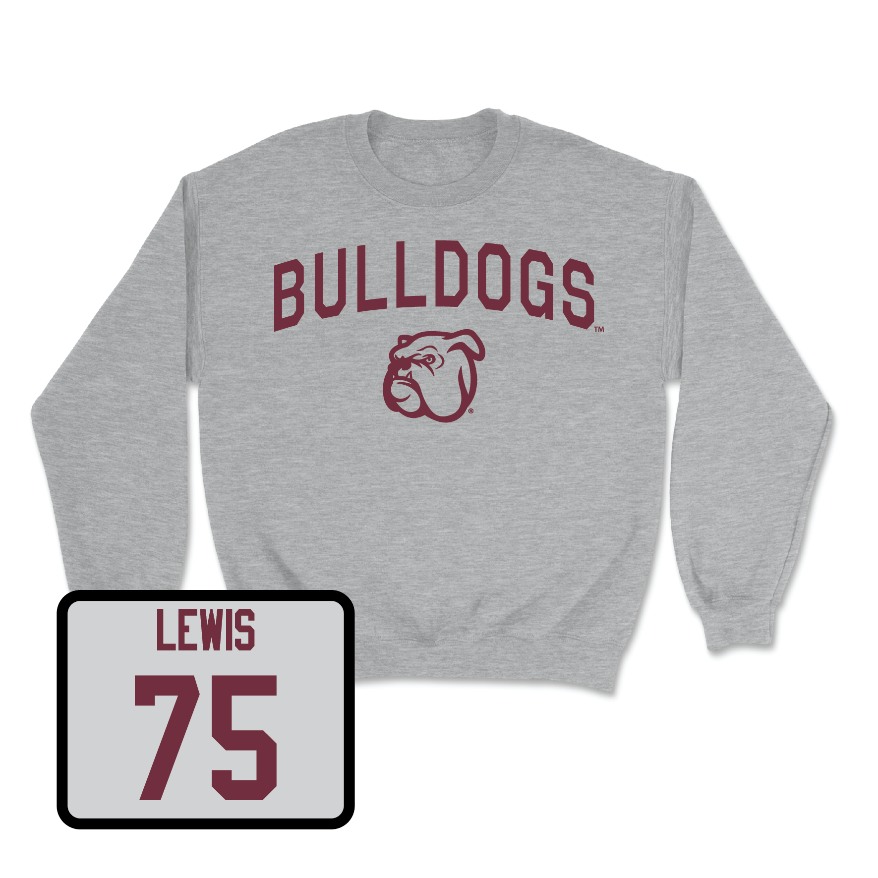 Sport Grey Football Bulldogs Crew Youth Small / Percy Lewis | #75