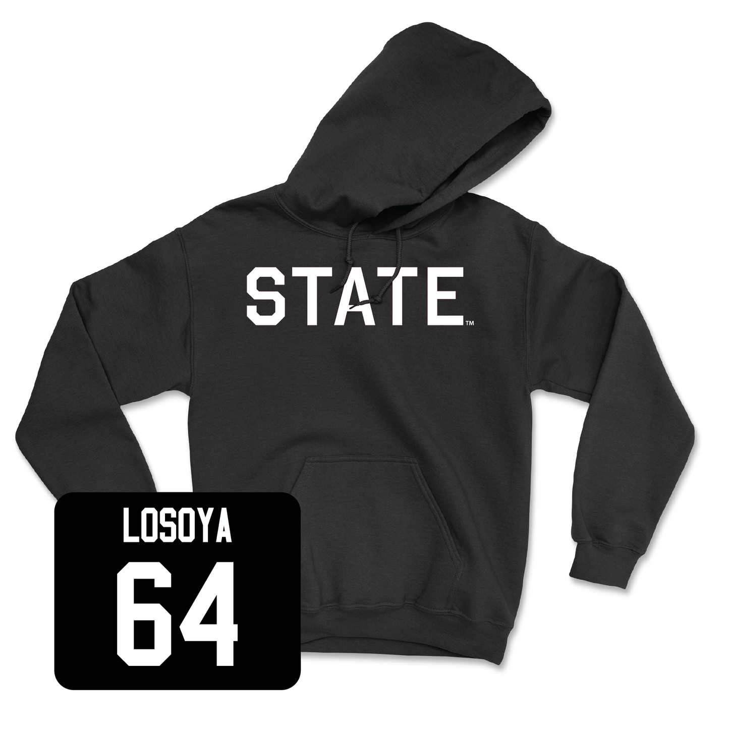 Black Football State Hoodie Medium / Steven Losoya | #64