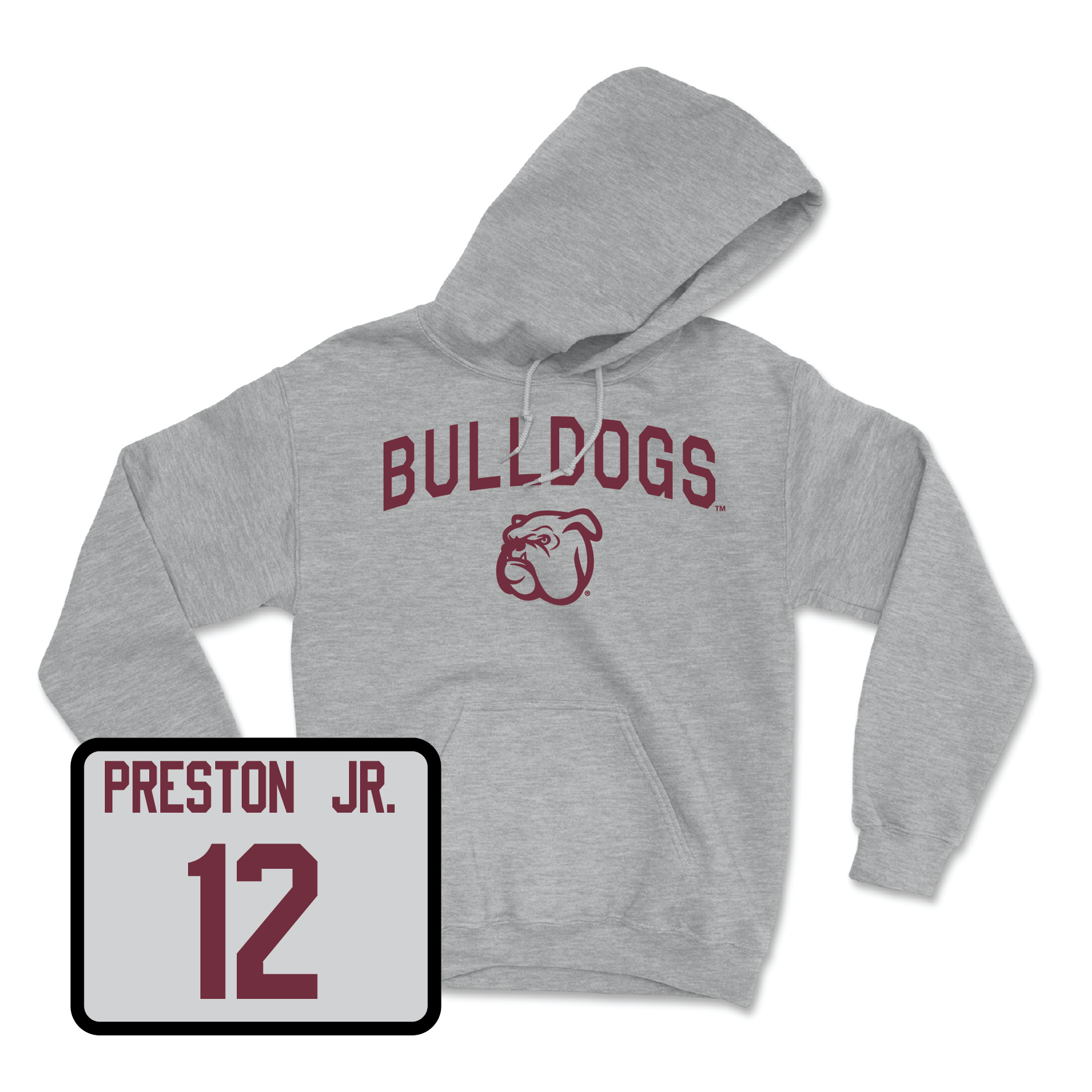 Sport Grey Football Bulldogs Hoodie Youth Medium / Shawn Preston Jr | #12