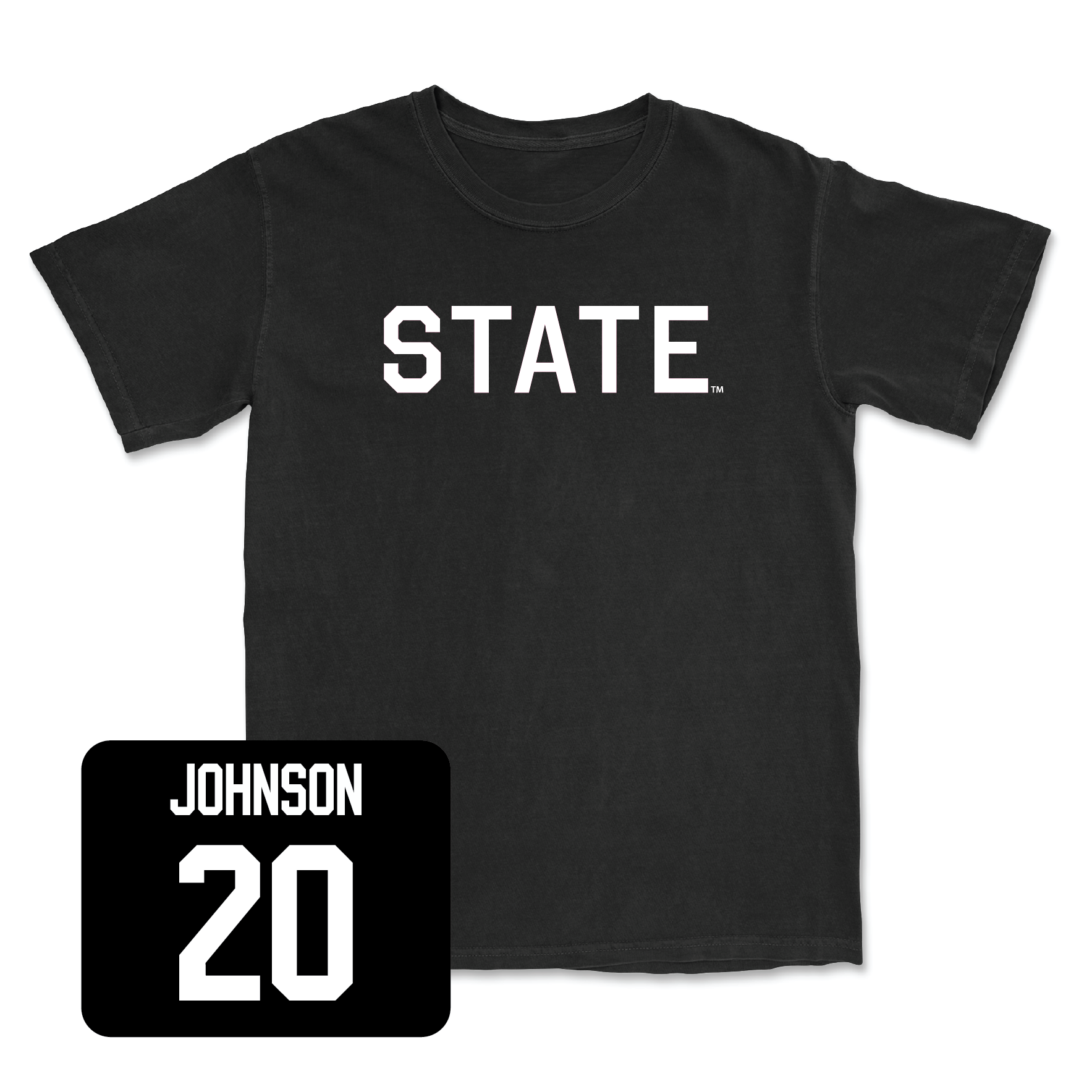 Black Football State Tee Youth Large / Wykece Johnson | #20
