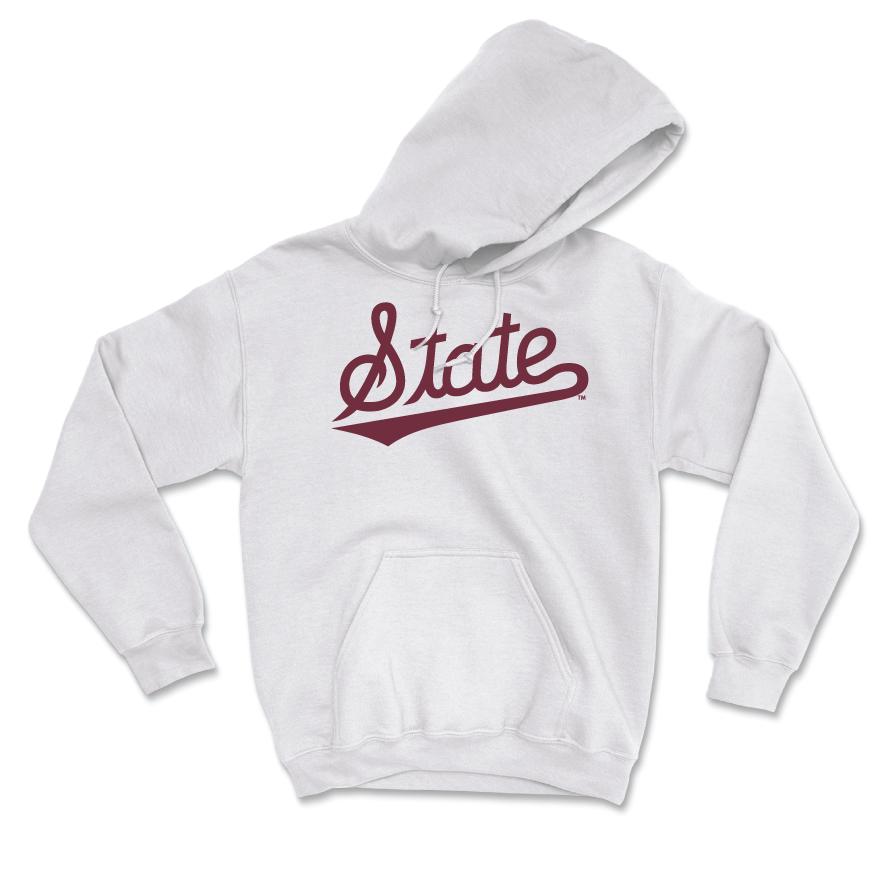 Baseball White Script Hoodie - Nate Chester