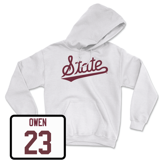 Baseball White Script Hoodie  - Jackson Owen