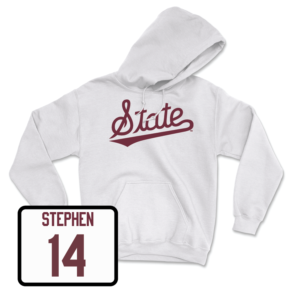 Baseball White Script Hoodie - Khal Stephen