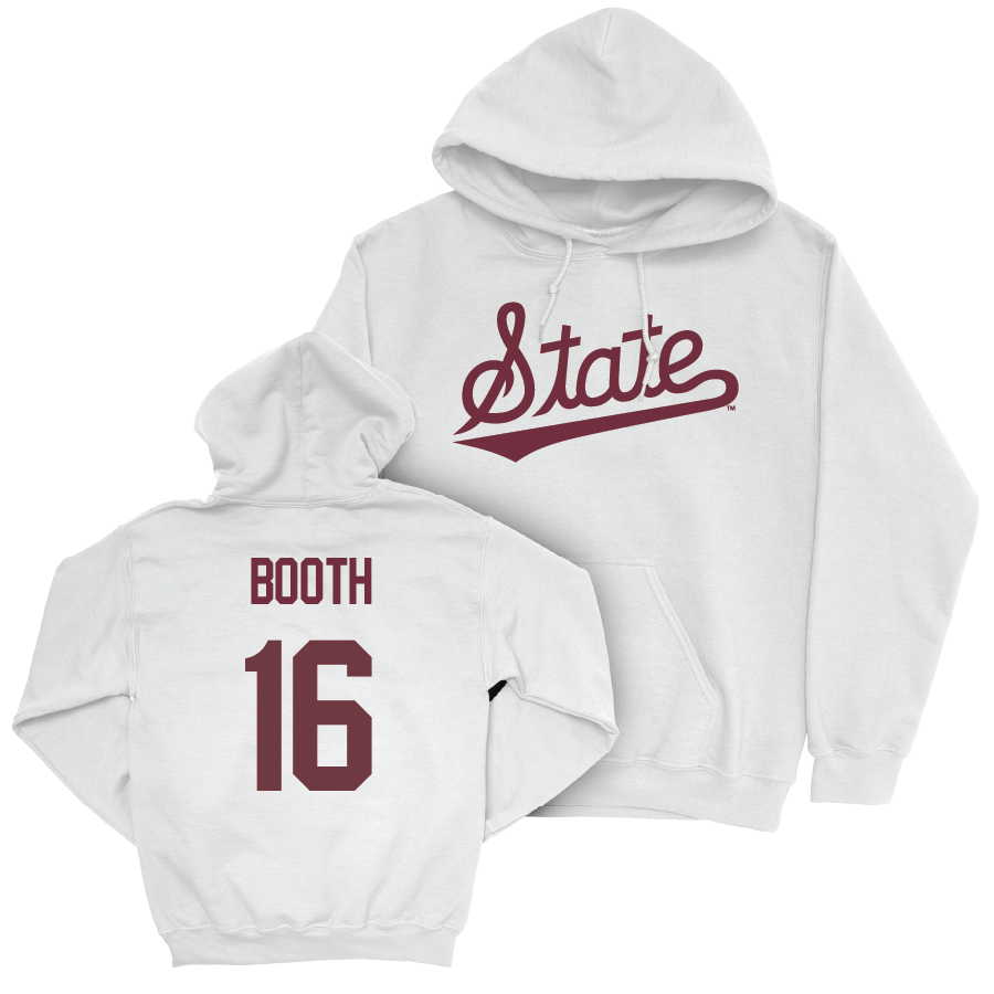 Baseball White Script Hoodie  - Braden Booth